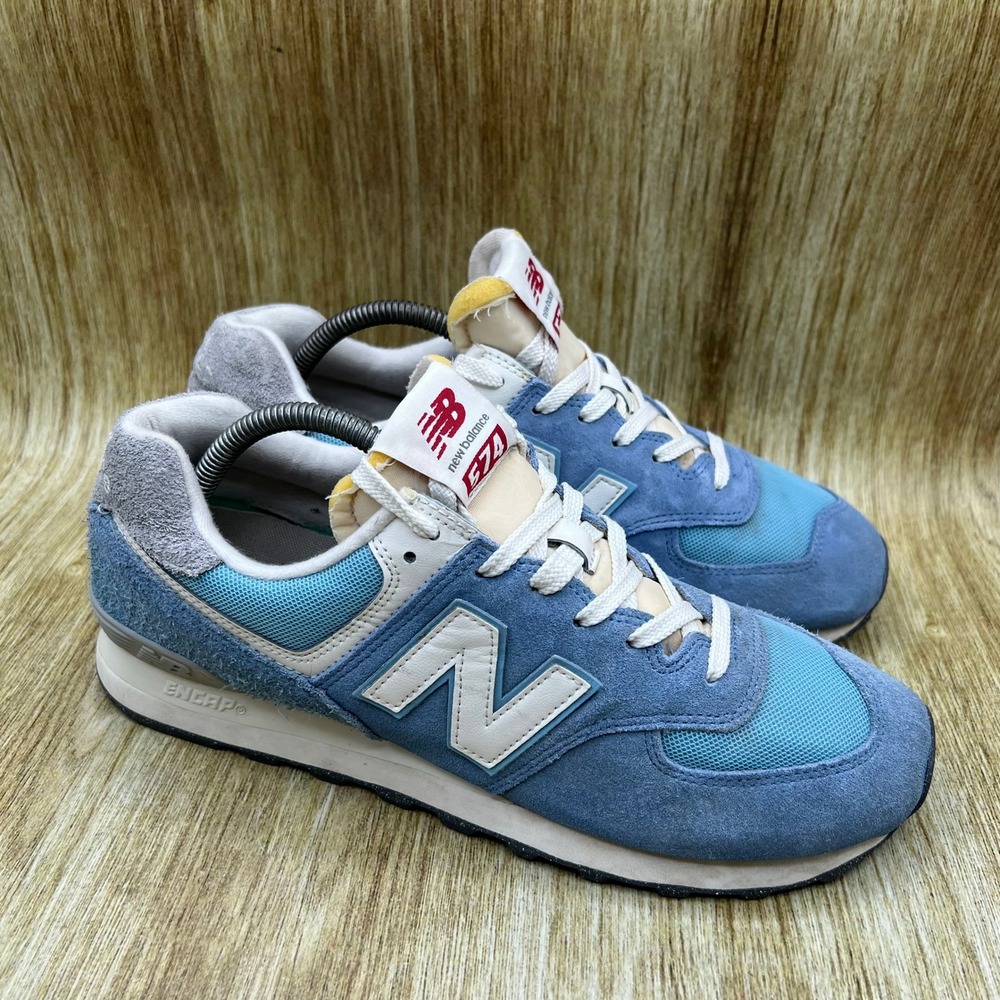 New Balance 574 Sneakers Men's Size 10 Blue Lagoon Sea Salt Mesh Low Top U574RCA